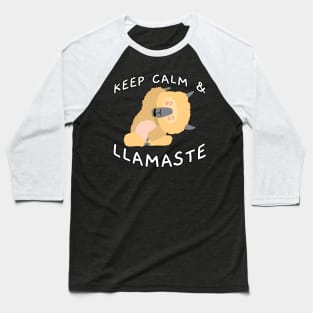 Keep Calm And Llamaste Pose 4 Baseball T-Shirt